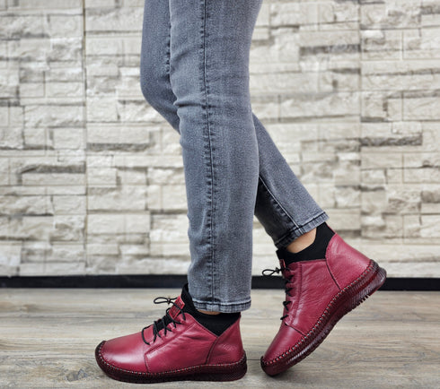 Ghete casual, dama, FORMAZIONE, 2061 bordo, piele naturala